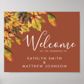 Rustikale braune Herbstblätter Hochzeit im Herbst  Poster (Vorne)