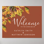 Rustikale braune Herbstblätter Hochzeit im Herbst  Poster<br><div class="desc">Rustikale braune Herbst-Hochzeit im Herbst Begrüßungspapier. Alle Texte sind so vorbereitet,  dass Sie sie einfach und schnell mit Ihren eigenen Details personalisieren können.</div>