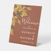 Rustikale braune Herbstblätter Hochzeit im Herbst  Sockelschild (Vorderseite)