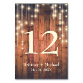 Rustikale braune Holzstring-Lichtkarte Tischnummer (Rückseite)