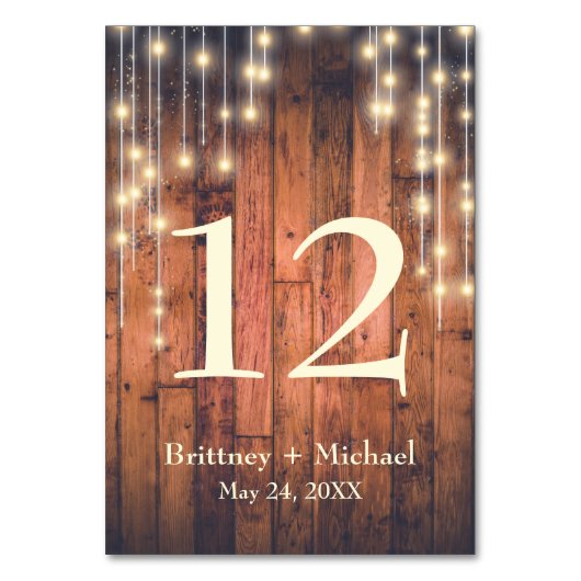 Rustikale braune Holzstring-Lichtkarte Tischnummer (Rückseite)