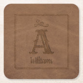 Rustikale braune Imitate Leder, benutzerdefinierte Rechteckiger Pappuntersetzer (Vorderseite)