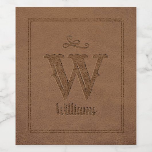 Rustikale braune Imitate Leder, benutzerdefinierte Weinetikett (Einzelnes Label)