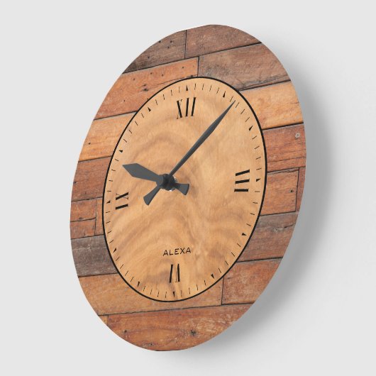 Rustikale braune Imitatholzplanken Große Wanduhr (Winkel)