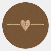 Rustikale braune Kraft Heart Arrow Woodsy