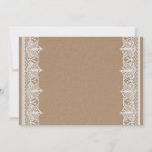 Rustikale, braune Kraft-Papier-Spitzen-Partner Einladung (Rückseite)