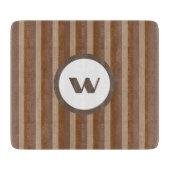 Rustikale braune Monogramme und Streifen Schneidebrett (Vorderseite)