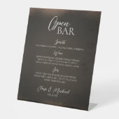 Rustikale braune offene Bar-Hochzeit Sockelschild (Vorderseite)
