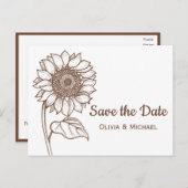 Rustikale braune Sonnenblume Verlobung Postkarte (Vorne/Hinten)