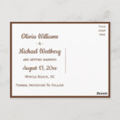 Rustikale braune Sonnenblume Verlobung Postkarte (Rückseite)