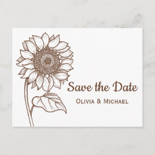 Rustikale braune Sonnenblume Verlobung Postkarte