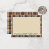 Rustikale Braune und Creme Kariert Personalisiert Mitteilungskarte (Vorderseite/Rückseite Beispiel)