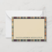 Rustikale Braune und Creme Kariert Personalisiert Mitteilungskarte (Vorderseite)