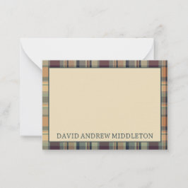 Rustikale Braune und Creme Kariert Personalisiert Mitteilungskarte