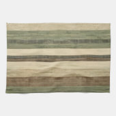 Rustikale Braune und Grünstreifen Geschirrtuch (Horizontal)
