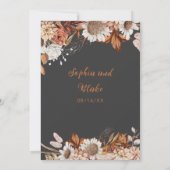 Rustikale braune weiße Blume Boho Gray Wedding Einladung (Rückseite)