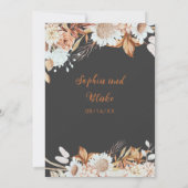 Rustikale braune weiße Blume Boho Gray Wedding Einladung (Rückseite)