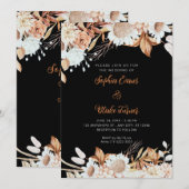 Rustikale braune weiße Blume Boho Gray Wedding Einladung (Vorne/Hinten)