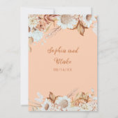Rustikale braune weiße Blume Boho Orange Wedding Einladung (Rückseite)