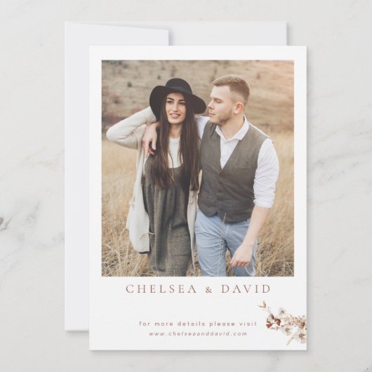 Rustikale braune Wildblumen Einladung (Rückseite)