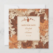 Rustikale Braunen Beige Burnt Orange Blumen Herbst Einladung (Vorderseite)