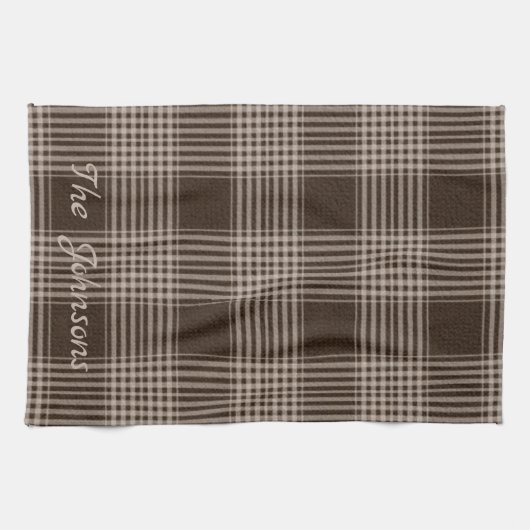 Rustikale Braunen und Beige Kariert Geschirrtuch (Horizontal)