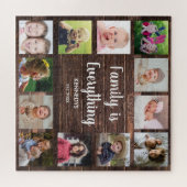 Rustikale Braunholz-12-Fotokollage-Familie Puzzle (Horizontal)