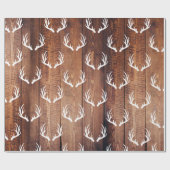Rustikale Braunholz-Planks und Weiße Hirschantler Geschenkpapier (Flach)
