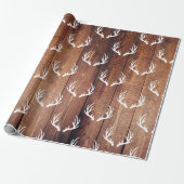 Rustikale Braunholz-Planks und Weiße Hirschantler Geschenkpapier (Ungerollt)