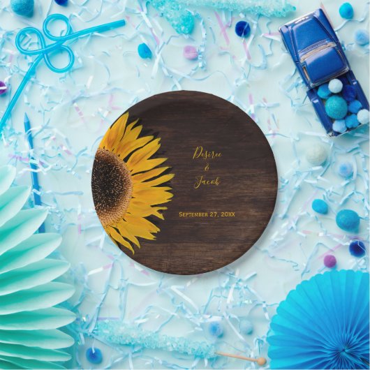 Rustikale Braunwald-Gelbblütenhochzeit Pappteller (Party)