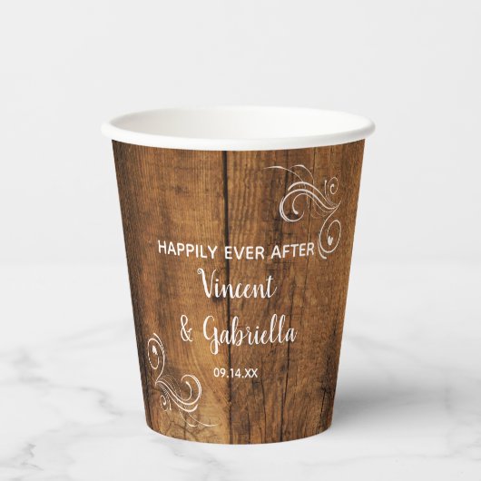 Rustikale Braunwaldhochzeit Pappbecher (Vorderseite)