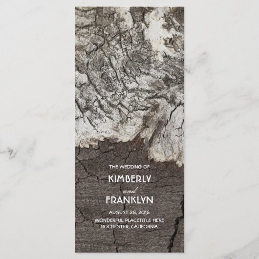 Rustikale Braut-Barks Hochzeitsprogramme Programm (Vorderseite)