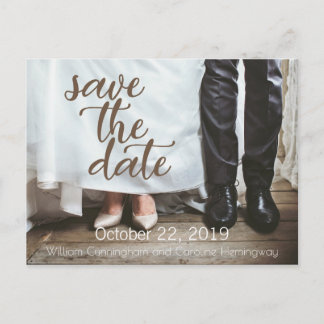 Rustikale Braut-und Bräutigam-Schuhe Save the Date Ankündigungspostkarte