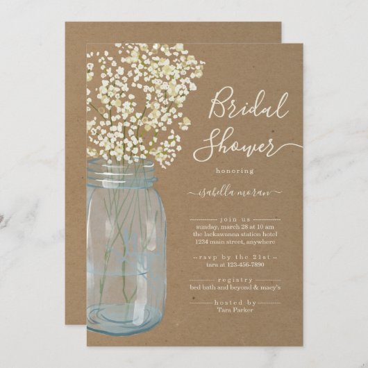 Rustikale Brautdusche Einladung (Vorne/Hinten)