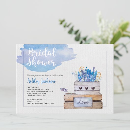 Rustikale Brautdusche Einladung (Stehend Vorderseite)