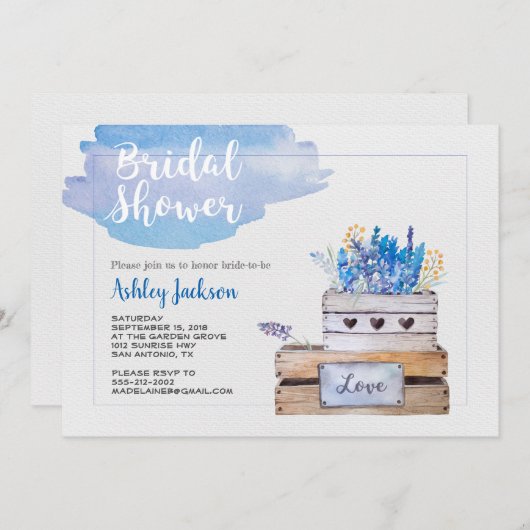 Rustikale Brautdusche Einladung (Vorne/Hinten)