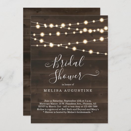 Rustikale Brautdusche Einladung (Vorne/Hinten)