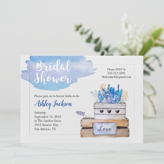 Rustikale Brautdusche Einladung (Stehend Vorderseite)