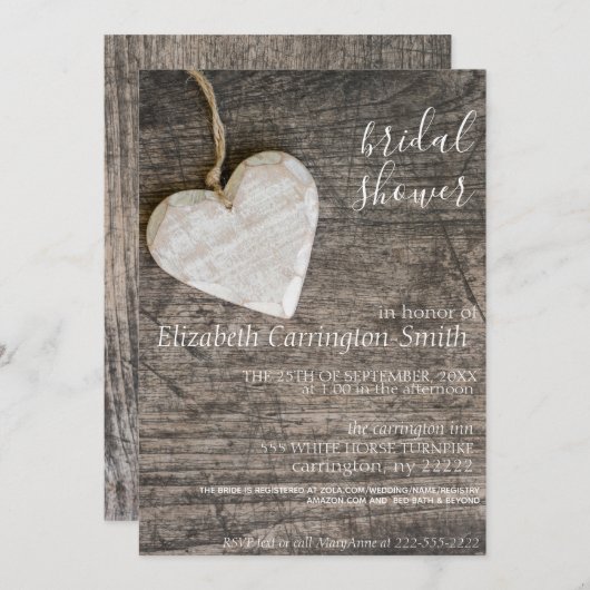 Rustikale Brautdusche Einladung (Vorne/Hinten)