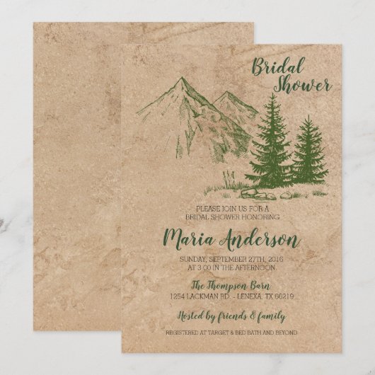 Rustikale Brautdusche Einladung (Vorne/Hinten)