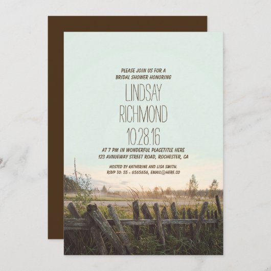 rustikale Brautdusche Einladung (Vorne/Hinten)