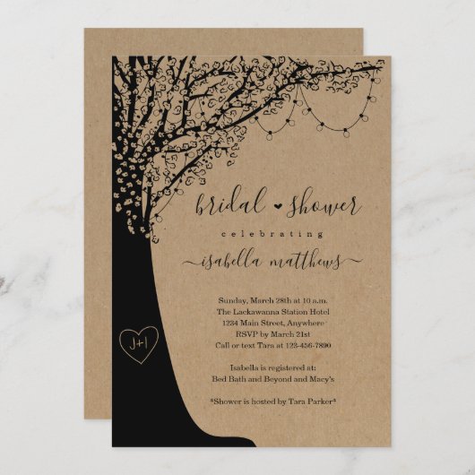 Rustikale Brautdusche Einladung (Vorne/Hinten)