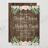 Rustikale Brautdusche, Spitzen, Blumenkohl Einladung (Vorne/Hinten)