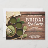 Rustikale Brautparty-Grün-Wellness-Center-Party Einladung (Vorderseite)