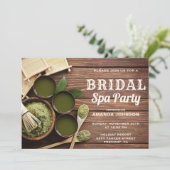Rustikale Brautparty-Grün-Wellness-Center-Party Einladung (Stehend Vorderseite)
