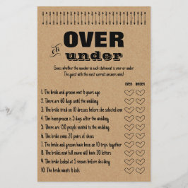 Rustikale Brautparty-Spiele über oder unter Spielk Flyer