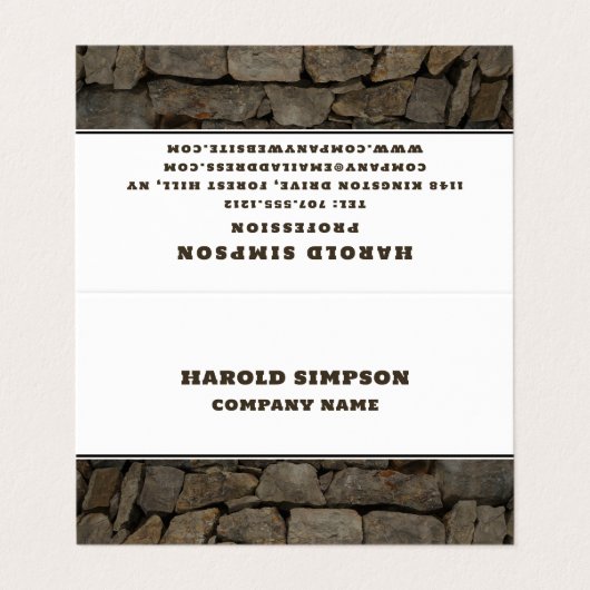 Rustikale Brawn Stone Doppeltreue Visitenkarten (Außenseite Aufgefaltet)
