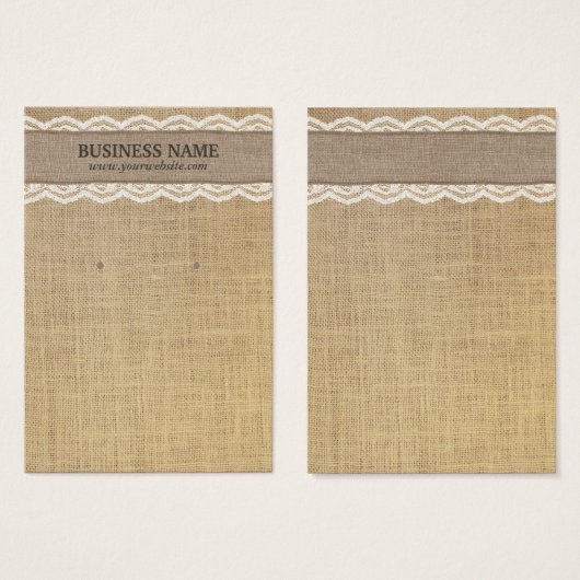 Rustikale Brett- und Lace-Earring-Display-Karten (Vorne & Hinten)