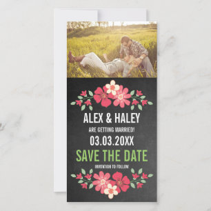 Rustikale Bretter-Blumenkarte Save the Date Fotoka