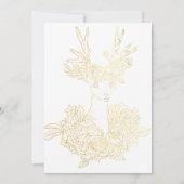 Rustikale Bretter, blumiger Hirschkopf-Goldfoil-Ho Einladung (Rückseite)